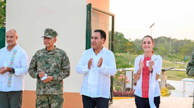 Eduardo Ramírez acompaña a Claudia Sheinbaum en la inauguración del Ecoparque La Ceiba en Palenque