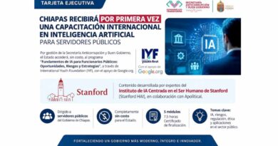Chiapas recibirá por primera vez capacitación internacional en inteligencia artificial para servidores públicos